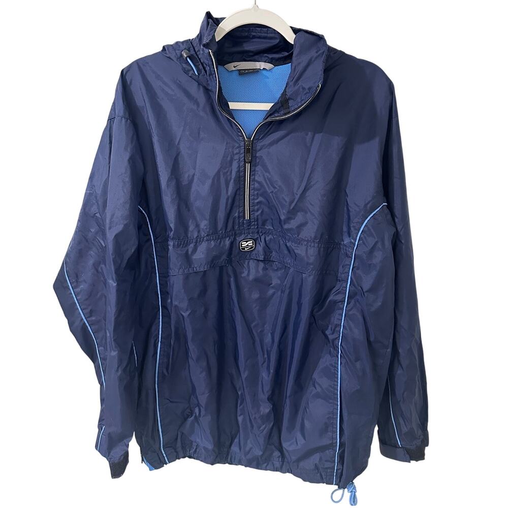 Vintage Nike 1/4 Zip Anorak Windbreaker Navy Blue Gorpcore Y2K Center Swoosh SM